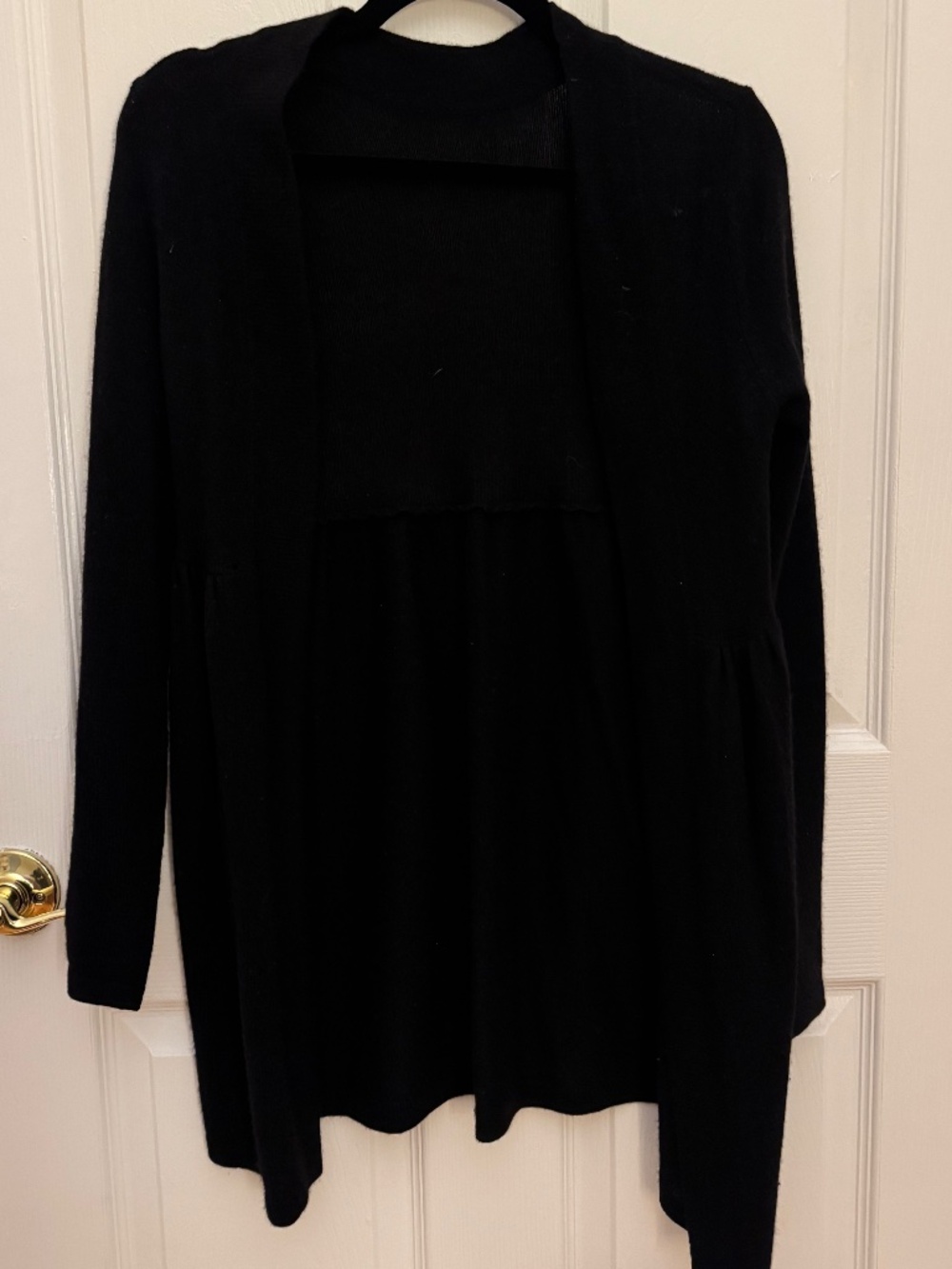 100% Cashmere Open Front Long Black Cardigan Barneys New York